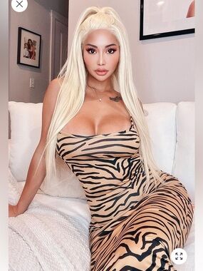 Tan Animal-Print Bodycon Slip Dress